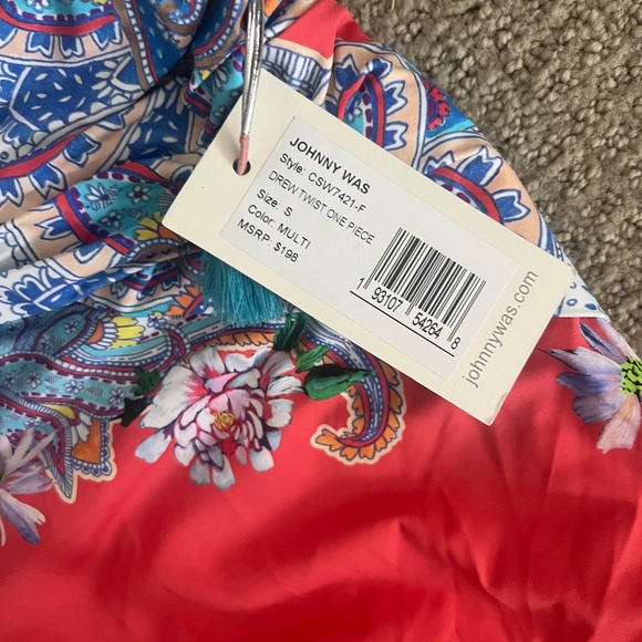 Johnny Was Drew Twist One-Piece Swimsuit Multicolor Paisley Floral NWT Size S - Picture 3 of 3
